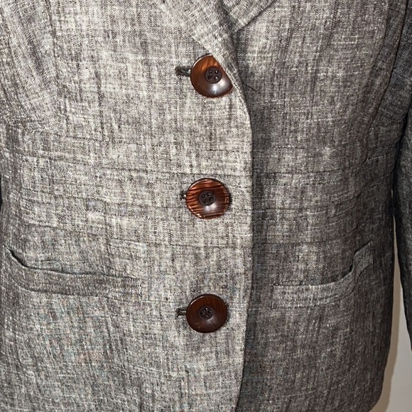 ET VOUS Linen blend brown buttoned front blazer women’s jacket Sz 18 - Picture 2 of 7